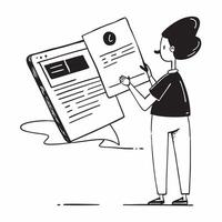 Person Reviewing Documents on Tablet with Glossy Finish concept as A person reviewing documents on a tablet with a glossy finish representing remote work efficiency and digital tra pure vector