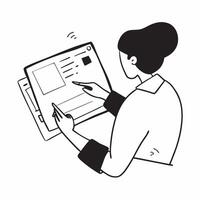 Person Reviewing Documents on Tablet with Glossy Finish concept as A person reviewing documents on a tablet with a glossy finish representing remote work efficiency and digital tra pure Set 4 vector