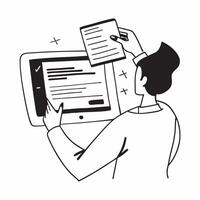 Person Reviewing Documents on Tablet with Glossy Finish concept as A person reviewing documents on a tablet with a glossy finish representing remote work efficiency and digital tra pure Set 6 vector