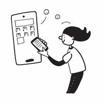 Person Reviewing Investment Portfolio on Phone concept as A person reviewing their investment portfolio using a financial app on their phone with a plain background providing space pure vector