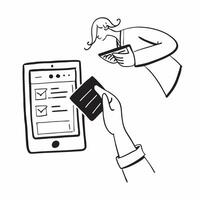Person Using Banking App on Tablet concept as A person using a banking app on their tablet with a plain background providing ample space for text or design elements in Photo Stock pure Set 2 vector