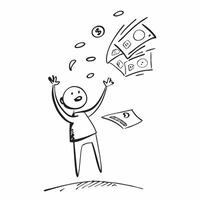 Person Throwing Money in Air concept as A person throwing money into the air with a plain background providing ample space for text or design elements symbolizing wealth and abunda pure vector
