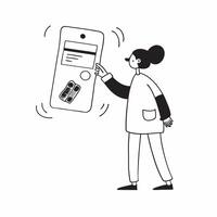 Person Using Digital Wallet for Online Shopping concept as A person using a digital wallet for online shopping with a plain background offering space for text or graphics in Photo pure vector