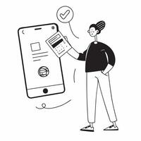 Person Using Biometric Verification concept as A person using biometric verification for mobile banking on their smartphone set against a clean background providing ample space for pure vector
