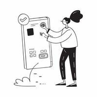 Person Using Budget App for Financial Growth concept as A person using a budget app for tracking financial growth on their smartphone with a plain background providing ample space pure Set 2 vector
