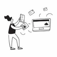 Person Using Digital Banking on Laptop concept as A person using digital banking services on their laptop with a clean background providing ample space for text or graphics in Pho pure vector