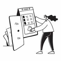 Person Using Budget Planner on Tablet concept as A person using a budget planner app on a tablet with a clean background providing ample space for text or graphics symbolizing budg pure Set 2 vector