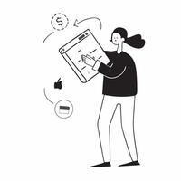 Person Using Financial Planner on Tablet concept as A person using a financial planner app on a tablet with a clean background providing ample space for text or graphics representi pure vector