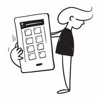 Person Using Loan Calculator on Tablet concept as A person using a loan calculator on their tablet with a clean background providing ample space for text or graphics in Photo Stoc pure vector