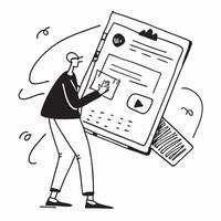 Person Using Loan Management App on Tablet concept as A person using a loan management app on their tablet with a plain background offering ample space for text or graphics in Pho pure Set 2 vector