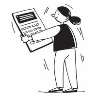 Person Using Loan Calculator on Tablet concept as A person using a loan calculator on their tablet with a clean background providing ample space for text or graphics in Photo Stoc pure Set 2 vector