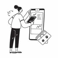 Person Using Mobile Banking at Supermarket concept as A person using a mobile banking app on their smartphone to pay at a supermarket with a clean background providing space for te pure Set 2 vector