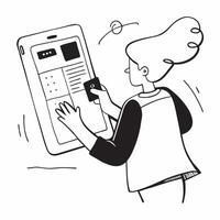 Person Using Mobile Wallet in Store concept as A person using a mobile wallet for payment at a store with a plain background offering space for text or design elements in Photo St pure Set 2 vector