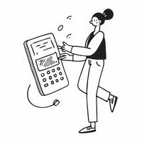 Person Using Savings Calculator on Phone concept as A person using a savings calculator on their phone with a plain background offering ample space for text or graphics in Photo S pure Set 2 vector