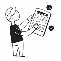 Person Using Savings App on Tablet concept as A person using a savings app on a tablet with a plain background providing space for text or design elements symbolizing savings and f pure vector