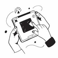 Person Using Tablet with Glossy Abstract Interface concept as A person using a tablet with a glossy abstract digital interface emphasizing creativity and modern technology in remot pure vector