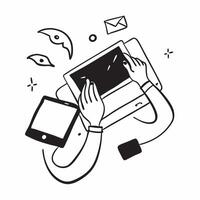 Person Using Tablet with Glossy Elements concept as A person using a tablet with glossy elements emphasizing creativity and modern technology in remote work Camera angle captures pure Set 2 vector