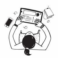 Person Using Tablet with Glossy Elements concept as A person using a tablet with glossy elements emphasizing creativity and modern technology in remote work Camera angle captures pure vector