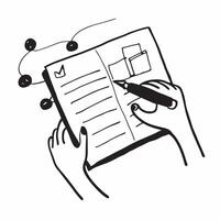Person with Abstract Glossy Notebook Planning Tasks concept as A person planning tasks in an abstract glossy notebook emphasizing organization and productivity in remote work Came pure Set 2 vector