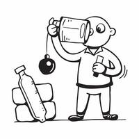Person with Barbell and Water Bottle for Fitness Service concept as A person holding a barbell and water bottle set against a clean background offering ample space for text or grap pure Set 2 vector