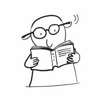 Person with Book and Reading Glasses for Library Service concept as A person holding a book and wearing reading glasses set against a clean background offering space for text or gr pure Set 3 vector