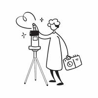 Person with Camera and Tripod for Photography Service concept as A person holding a camera and tripod set against a clean background offering space for text or graphics symbolizing pure Set 3 vector