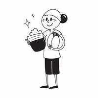 Person with Cleaning Supplies and Smiling Service concept as A person holding cleaning supplies with a bright smile set against a clean background offering space for text or graphi pure Set 2 vector