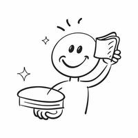 Person with Cleaning Supplies and Smiling Service concept as A person holding cleaning supplies with a bright smile set against a clean background offering space for text or graphi pure Set 3 vector