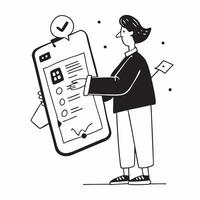 Person with Clipboard and Detailed Service Tracking concept as A person holding a clipboard ensuring detailed service tracking set against a clean background with space for text or pure vector