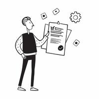 Person with Clipboard and Efficient Service Management concept as A person holding a clipboard providing efficient service management set against a clean background offering space pure vector