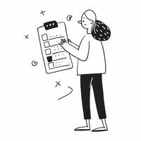 Person with Clipboard and Efficient Service Management concept as A person holding a clipboard providing efficient service management set against a clean background offering space pure Set 3 vector