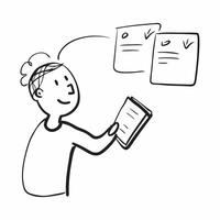 Person with Clipboard and Systematic Service Management concept as A person holding a clipboard ensuring systematic service management set against a clean background offering space pure Set 2 vector