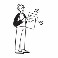Person with Clipboard and Reliable Service Coordination concept as A person holding a clipboard ensuring reliable service coordination set against a clean background offering space pure Set 3 vector