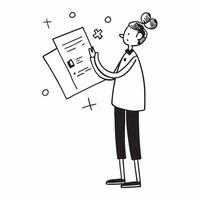 Person with Clipboard and Systematic Service Management concept as A person holding a clipboard ensuring systematic service management set against a clean background offering space pure Set 3 vector