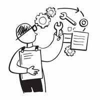 Person with Clipboard and Tools for Maintenance Service concept as A person holding a clipboard and tools set against a clean background offering space for text or graphics symboli pure vector