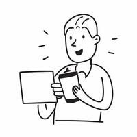 Person with Coffee Cup and Laptop for Office Service concept as A person holding a coffee cup and using a laptop set against a blank background providing space for text or graphics pure Set 4 vector
