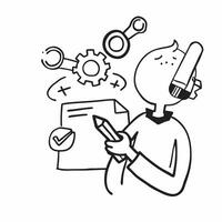 Person with Clipboard and Tools for Maintenance Service concept as A person holding a clipboard and tools set against a clean background offering space for text or graphics symboli pure Set 6 vector