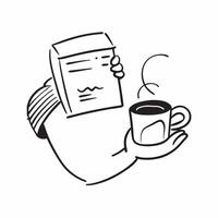 Person with Coffee Cup and Menu for Restaurant Service concept as A person holding a coffee cup and menu set against a clean background offering space for text or graphics symboliz pure Set 4 vector