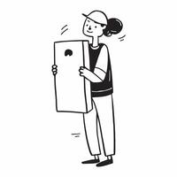 Person with Delivery Bag and Dedicated Service concept as A person holding a delivery bag symbolizing dedicated service set against a clean background offering space for text or gr pure Set 3 vector