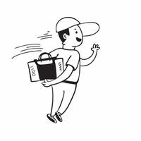 Person with Delivery Bag and Timely Courier Service concept as A person holding a delivery bag symbolizing timely courier service set against a clean background offering space for pure Set 2 vector