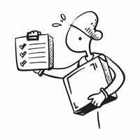 Person with Delivery Box and Clipboard for Courier Service concept as A person holding a delivery box and clipboard set against a clean background offering ample space for text or pure Set 2 vector