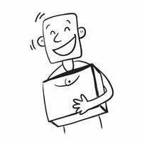 Person with Delivery Box and Smiling Customer Service concept as A person holding a delivery box with a bright smile set against a clean background offering space for text or graph pure Set 3 vector