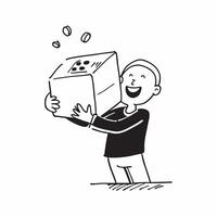 Person with Delivery Box and Smiling Customer Service concept as A person holding a delivery box with a bright smile set against a clean background offering space for text or graph pure Set 2 vector