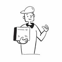 Person with Delivery Box and Professional Courier Service concept as A person holding a delivery box symbolizing professional courier service set against a clean background with sp pure Set 2 vector