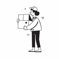 Person with Delivery Box and Professional Courier Service concept as A person holding a delivery box symbolizing professional courier service set against a clean background with sp pure Set 3 vector