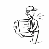 Person with Delivery Box and Professional Courier Service concept as A person holding a delivery box symbolizing professional courier service set against a clean background with sp pure Set 4 vector