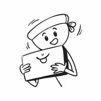 Person with Delivery Box and Smiling Customer Service concept as A person holding a delivery box with a bright smile set against a clean background offering space for text or graph pure Set 6 vector