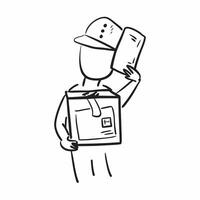 Person with Delivery Box and Trustworthy Courier Service concept as A person holding a delivery box symbolizing trustworthy courier service set against a clean background with spac pure Set 2 vector