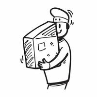 Person with Delivery Box and Trustworthy Courier Service concept as A person holding a delivery box symbolizing trustworthy courier service set against a clean background with spac pure Set 4 vector