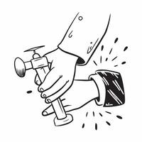Person with Hammer and Nails for Construction Service concept as A person holding a hammer and nails set against a clean background offering space for text or graphics symbolizing pure vector
